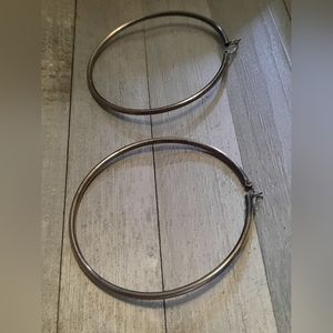 Hollow sterling silver large hoops